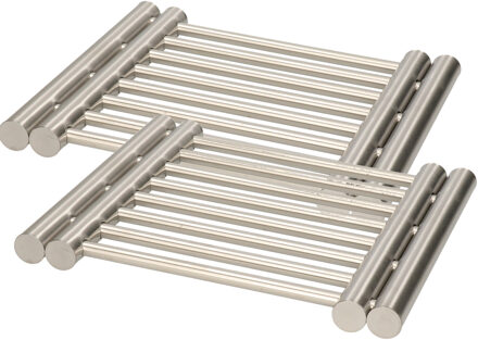 Arte r 2x stuks uitschuifbare/verstelbare alle soorten pannen onderzetter RVS 23 x 20 x 2 cm