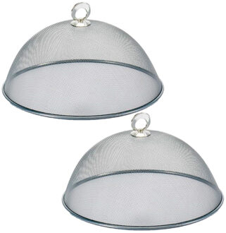 Arte r 2x stuks vliegenkap/voedselkap voor voedsel zilver van metaal 30 cm