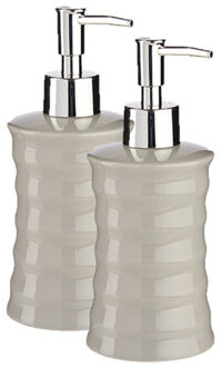 Arte r 2x stuks zeeppompje/zeepdispenser lichtgrijs keramiek 18 cm