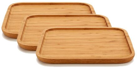 Arte r 3x stuks bamboe houten broodplanken/serveerplanken vierkant 25 cm