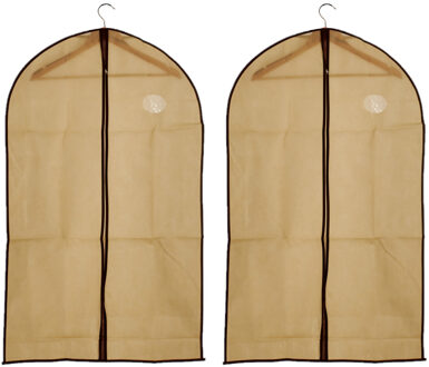 Arte r 3x stuks beige kledinghoezen 60 x 100 cm met kijkvenster