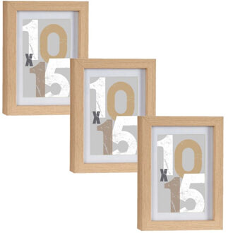 Arte r 3x stuks houten fotolijst - bruin - 13 x 18 cm - fotolijstje - met passe-partout - decoratie