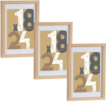Arte r 3x stuks houten fotolijst - bruin - 21 x 30 cm - fotolijstje - met passe-partout - decoratie