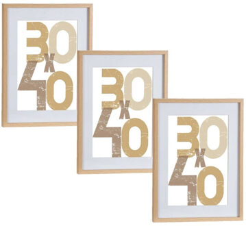 Arte r 3x stuks houten fotolijst - bruin - 40 x 50 cm - fotolijstje - met passe-partout - decoratie