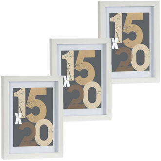 Arte r 3x stuks houten fotolijst - wit - 18 x 24 cm - fotolijstje - met passe-partout - decoratie