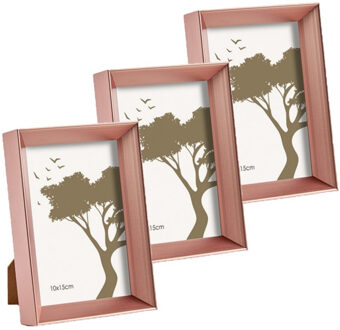 Arte r 3x stuks kunststof fotolijst koper geschikt voor een foto van 10 x 15 cm