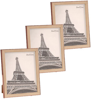 Arte r 3x stuks kunststof fotolijst koper met hout geschikt voor een foto van 20 x 25 cm