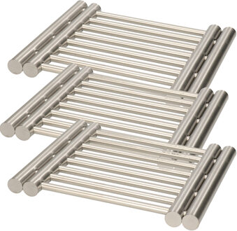Arte r 3x stuks uitschuifbare/verstelbare alle soorten pannen onderzetter RVS 23 x 20 x 2 cm