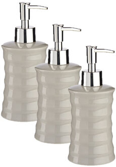 Arte r 3x stuks zeeppompje/zeepdispenser lichtgrijs keramiek 18 cm