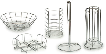 Arte r 5-Delige keuken set van verchroomd metaal