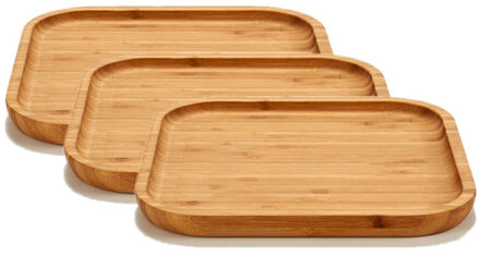 Arte r 6x stuks bamboe houten broodplanken/serveerplanken vierkant 20 cm