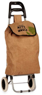 Arte r Arte Regal Boodschappen trolley - 33 l - bruin - 35x95 cm - met wielen