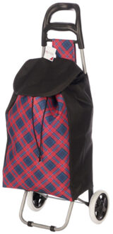 Arte r Arte Regal Boodschappen trolley Ruit - 33 l - rood/blauw - 35x88 cm - met wielen