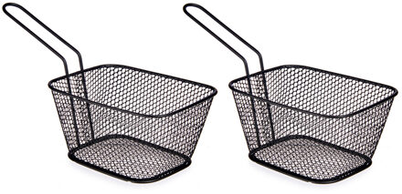 Arte r Arte regal Frietmandje - 6x - zwart - patatmandje - 23x11x7 cm - serveermandjes voor snacks