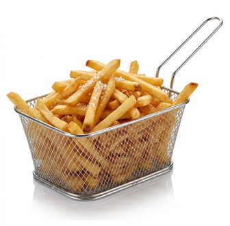 Arte r Arte regal Frietmandje - zilver - patatmandje - 23x11x7 cm - serveermandjes voor snacks