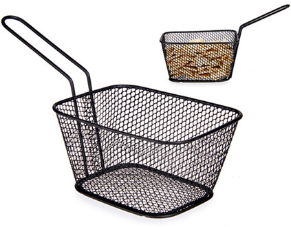 Arte r Arte regal Frietmandje - zwart - patatmandje - 23x11x7 cm - serveermandjes voor snacks