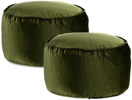 Arte r Arte Regal Poef - 2x - fluweel - donkergroen - 60 x 35 cm - rond - woondecoratie