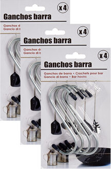 Arte r Benson S-haken / gerei ophanghaakjes - 12x stuks - met zwarte beschermlaag - 20 cm