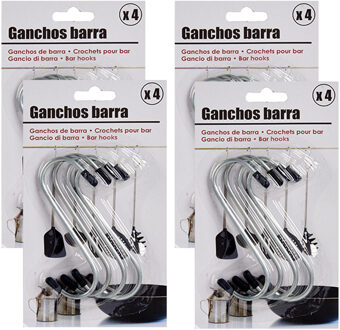 Arte r Benson S-haken / gerei ophanghaakjes - 16x stuks - met zwarte beschermlaag - 20 cm