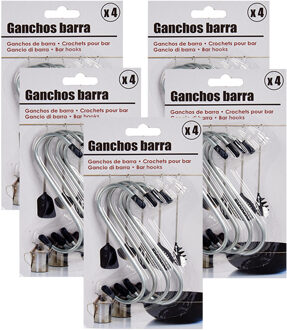 Arte r Benson S-haken / gerei ophanghaakjes - 20x stuks - met zwarte beschermlaag - 20 cm