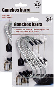 Arte r Benson S-haken / gerei ophanghaakjes - 8x stuks - met zwarte beschermlaag - 20 cm