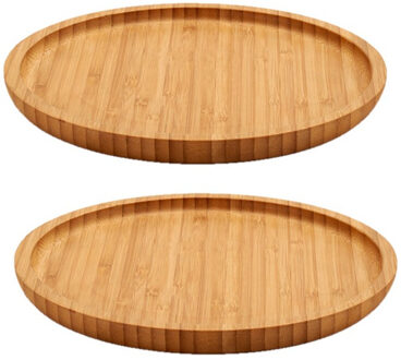 Arte r Broodplank/serveerplank/hamplank - 2x stuks - bamboe hout - rond - 20 cm