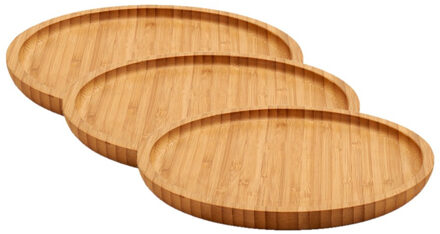 Arte r Broodplank/serveerplank/hamplank - 3x stuks - bamboe hout - rond - 20 cm