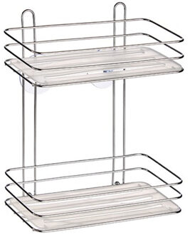 Arte r Chroom doucherek/badkamerrek 2-laags met zuignappen 26 x 30 cm