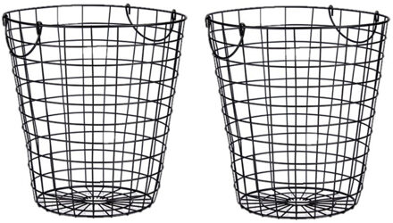 Arte r Draadmand/wasmand - 3x stuks - metaal - zwart - 30 x 30 cm - hout / papier opslag in huis