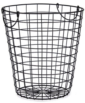 Arte r Draadmand/wasmand - metaal - zwart - 30 x 30 cm - hout / papier opslag in huis
