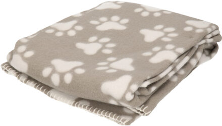 Arte r Fleece deken voor huisdieren met pootafdrukken print 125 x 157 cm grijs/wit Multi