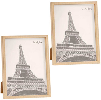 Arte r Fotolijst - 2x stuks - houtlook - kunststof/glas - 27 x 22 cm - voor foto van 20 x 25 cm - staand/ha