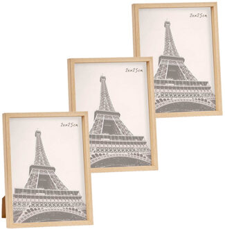 Arte r Fotolijst - 3x stuks - houtlook - kunststof/glas - 27 x 22 cm - voor foto van 20 x 25 cm - staand/ha