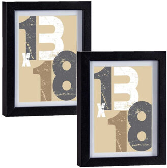 Arte r Fotolijst voor een foto van 13 x 18 cm/15 x 20 cm - 2x stuks - zwart - hout - passe partout