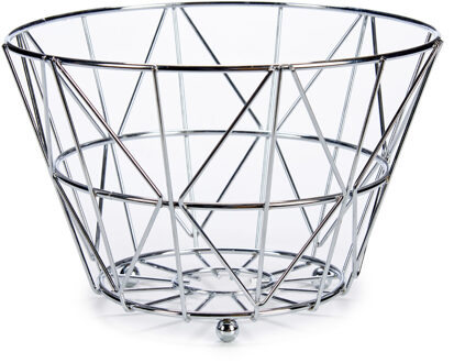 Arte r fruitmand/fruitschaal - zilver - 24 x 15 cm -metaal - rond