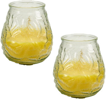 Arte r Geurkaars citronella - 2 x - in windlicht - glas - 10 cm - citrusgeur - geurkaarsen Geel