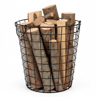 Arte r Haardmand - draad metaal - zwart - 30 x 30 cm - draadmand - haardhout oplag mand