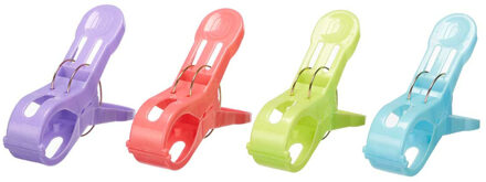 Arte r Handdoekknijpers XL - 4x - kleurenmix - kunststof - 15 cm - wasknijpers