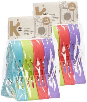 Arte r Handdoekknijpers XL - 8x - kleurenmix - kunststof - 10 cm - wasknijpers
