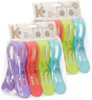 Arte r Handdoekknijpers XL - 8x - kleurenmix - kunststof - 15 cm - wasknijpers