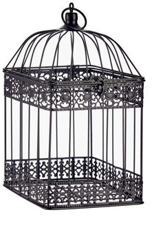 Arte r Home decoratie vogelkooi - draad metaal - zwart - 18 x 35 cm