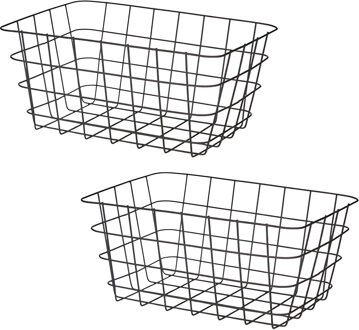 Arte r Industriele draadmand - 6x - zwart - metaal - 22 x 30 x 14 cm - opbergmand - woonaccessoires