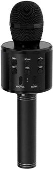 Arte r Karaoke Bluetooth Microfoon - kunststof - 23 cm - sing a long - popster Zwart