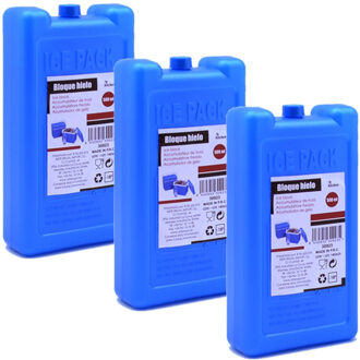Arte r Koelelementen extra dik - 3x - blauw - 10 x 4 x 18 cm - Koelblokken - voor koeltas/koelbox