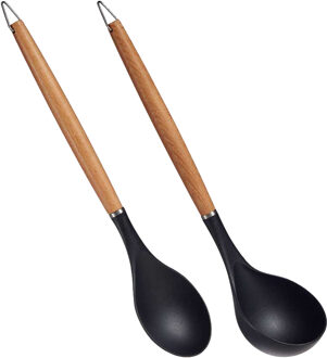Arte r Kook/keuken gerei - set van 2x stuks - zwart/bruin - kunststof/hout - keuken/kook accessoires