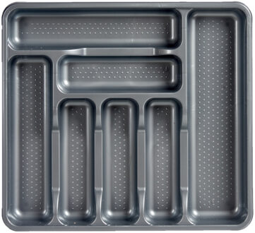 Arte r Kunststof bestekbak/bestekhouder 7-vaks grijs 42 x 39 cm