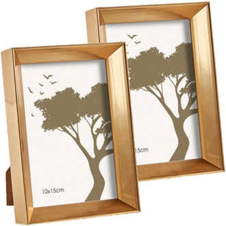 Arte r Kunststof fotolijst - 2x stuks - goud - geschikt voor een foto van 10 x 15 cm