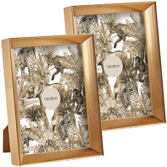 Arte r Kunststof fotolijst - 2x stuks - goud - geschikt voor een foto van 13 x 18 cm