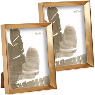 Arte r Kunststof fotolijst - 2x stuks - goud - geschikt voor een foto van 15 x 20 cm
