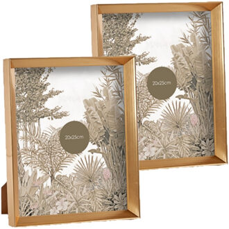 Arte r Kunststof fotolijst - 2x stuks - goud - geschikt voor een foto van 20 x 25 cm